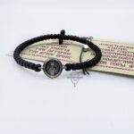 Комбоскини серебро чёрные святитель Николай в плетенном круге