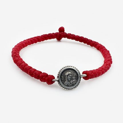 Комбоскини серебро красные Казанская Богородица в плетенном круге