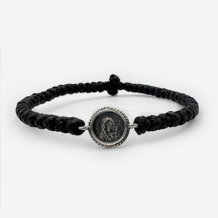 Комбоскини серебро чёрные Казанская Богородица в плетенном круге