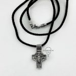 Нательный крест с гайтаном (ювелирный сплав) Распятие и  Богородица