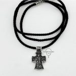 Нательный крест с гайтаном (ювелирный сплав) Распятие и  Святитель Николай