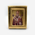 Икона ручной работы "Святой Николай". Поталь (позолота) наносится вручную