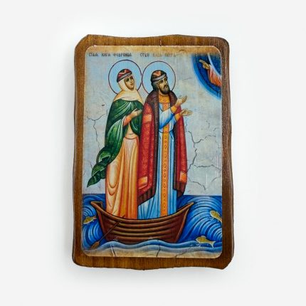 Икона Святые Петр и Феврония в лодке