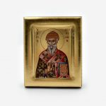 Икона ручной работы "Святой Спиридон Тримифунтский". Поталь (позолота) наносится вручную