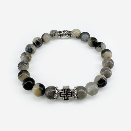 Браслет «Амазонит серый с черным»