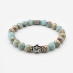 Браслет «Яшма голубая с бежевым»