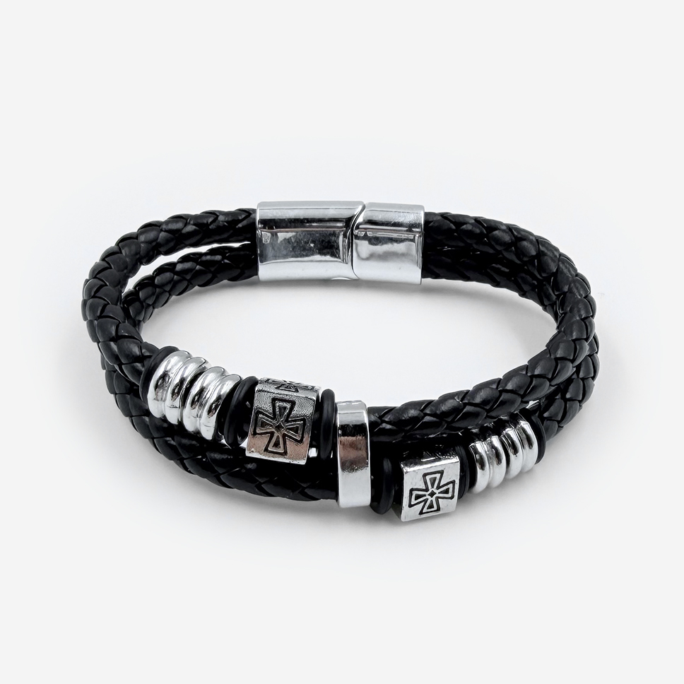 Браслет-из-эко-кожи-«Крест» Браслет из эко-кожи «Крест» — изображение 1