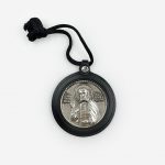 Подвеска автомобильная «Святой Серафим Саровский» из натуральной кожи с серебрением