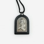 Подвеска автомобильная «Святой Спиридон Тримифунтский» из натуральной кожи с серебрением