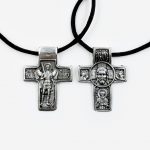 Подвеска-крест с гайтаном Спаситель и Архангел Михаил