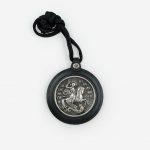 Подвеска автомобильная «Георгий Победоносец» из натуральной кожи с серебрением